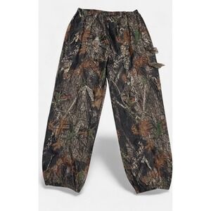 Men's Camouflage Cargo Pants with Elastic Waist - Brown/Green Camo